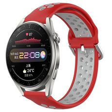 Per Huawei Watch 3 Pro 22mm Cinturino in silicone sportivo traforato traspirante (rosso + grigio)