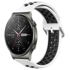 Per Huawei GT2 Pro 22mm Cinturino in silicone sportivo traspirante traforato (bianco + nero)