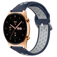For Honor Watch GS 3 22mm Cinturino in silicone sportivo traforato traspirante (blu notte + grigio)