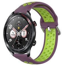 For Honor Watch Dream 22mm Cinturino in silicone sportivo traforato e traspirante (viola + lime)