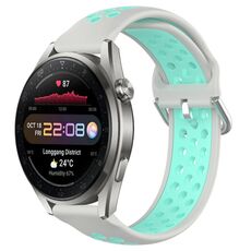 Per Huawei Watch 3 Pro Nuovo cinturino sportivo in silicone traspirante traforato da 22 mm (grigio + anatra d'acqua)