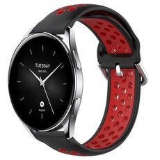Per Xiaomi Watch S2 42mm 22mm Cinturino sportivo in silicone traspirante traforato (nero + rosso)