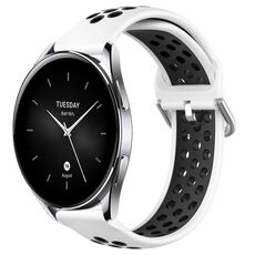 Per Xiaomi Watch S2 46mm 22mm Cinturino in silicone sportivo traspirante traforato (bianco + nero)