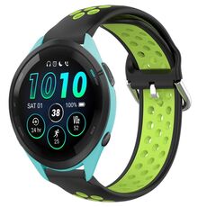 Per Garmin Forerunner 265 22mm Cinturino sportivo in silicone traspirante traforato (nero + lime)