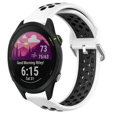 Per Garmin Forerunner 255 22mm Cinturino sportivo in silicone traspirante traforato (bianco + nero)