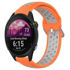 Per Garmin Forerunner 255 22mm Cinturino sportivo in silicone traspirante traforato (arancione + grigio)