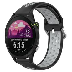 Per Garmin Forerunner 255 Music Cinturino sportivo in silicone traspirante perforato da 22 mm (nero + grigio)