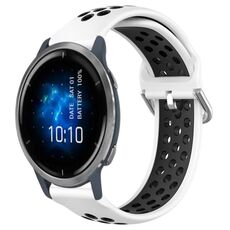 Per Garmin Venu 2 22mm cinturino in silicone sportivo traspirante perforato (bianco + nero)