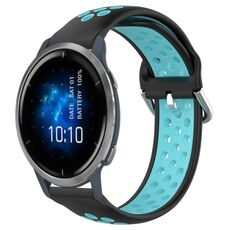Per Garmin Venu 2 22mm cinturino in silicone sportivo traspirante traforato (nero + blu)