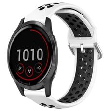Per Garmin Vivoactive4 22mm Cinturino sportivo in silicone traspirante traforato (bianco + nero)