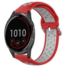 Per Garmin Vivoactive4 22mm Cinturino sportivo in silicone traspirante traforato (rosso + grigio)