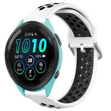 Per Garmin Forerunner 265 Music Cinturino sportivo in silicone traspirante perforato da 22 mm (bianco + nero)