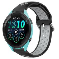 Per Garmin Forerunner 265 Music Cinturino sportivo in silicone traspirante perforato da 22 mm (nero + grigio)