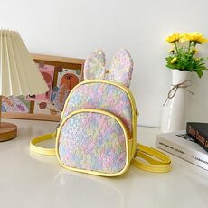 PU Zaino per bambini con paillettes Borsa a tracolla singola per ragazze (giallo)