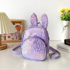 PU Zaino per bambini con paillettes Borsa a tracolla singola per ragazze (viola)