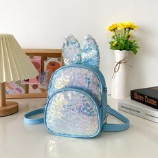 PU Zaino per bambini con paillettes Borsa a tracolla singola per ragazze (blu)