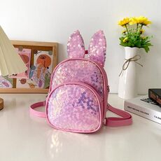Borsa a tracolla singola per bambina con paillettes per bambini in PU (rosa)