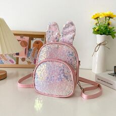 PU Zaino per bambini con paillettes Borsa a tracolla singola per ragazze (rosa chiaro)