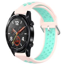 Per Huawei Watch GT 46mm / 42mm 22mm Chiusura cinturino sportivo bicolore (verde menta + rosa chiaro)