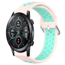 Per Huawei Honor Magic Watch 2 46mm 22mm chiusura cinturino sportivo bicolore (verde menta + rosa chiaro)