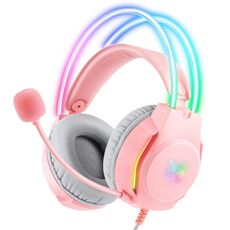 Cuffia da gioco cablata X26 USB + 3,5 mm RGB (rosa)