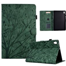 Custodia per tablet Lenovo M10 HD 2nd X306X Fortune Tree Pressure Flower PU con funzione Wake-up / Sleep (verde)