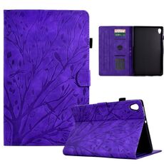 Custodia per tablet Lenovo M10 HD 2nd X306X Fortune Tree Pressure Flower PU con funzione Wake-up/Sleep (viola)