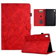 Custodia per tablet Lenovo M10 HD 2nd X306X Fortune Tree Pressure Flower PU con funzione Wake-up / Sleep (rosso)