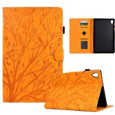 Custodia per tablet Lenovo M10 HD 2nd X306X Fortune Tree Pressure Flower PU con funzione Wake-up/Sleep (cachi)