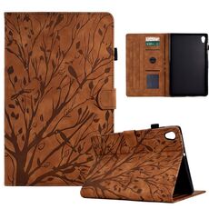 Custodia per tablet Lenovo M10 HD 2nd X306X Fortune Tree Pressure Flower PU con funzione Wake-up/Sleep (marrone)