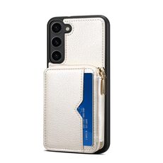Per Samsung Galaxy S22 5G Custodia per telefono con slot per schede con cerniera (bianca)