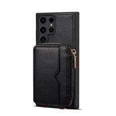 Per Samsung Galaxy S22 Ultra 5G Custodia per telefono con slot per schede con cerniera (nero)