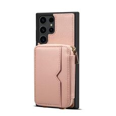 Per Samsung Galaxy S22 Ultra 5G Custodia per telefono con slot per schede con cerniera (rosa)