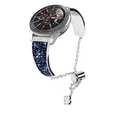 Per Garmin Venu / Venu 2 Plus / Venu Sq / Sq2 Cinturino per orologio mentale con catena diamantata da 20 mm (blu)
