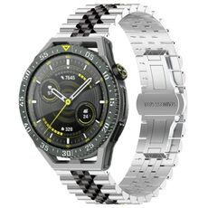 Per Huawei Watch GT3 SE Five Bull Cinturino semicircolare in acciaio inossidabile + strumento di rimozione cinturino (argento + nero)