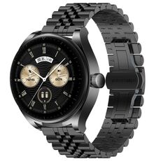 Per Huawei Watch Buds Five Bull Cinturino semicircolare in acciaio inossidabile + strumento di rimozione cinturino (nero)