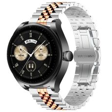Per Huawei Watch Buds Five Bull Cinturino semicircolare in acciaio inossidabile + strumento di rimozione cinturino (argento + oro rosa)