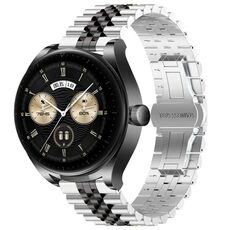 Per Huawei Watch Buds Five Bull Cinturino semicircolare in acciaio inossidabile + strumento di rimozione cinturino (argento + nero)