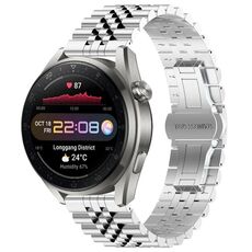 Per Huawei Watch3 Pro Nuovo cinturino per orologio semicircolare in acciaio inossidabile Five Bull + strumento per la rimozione del cinturino (argento)