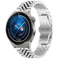 Per Huawei Watch GT3 Pro 46mm Five Bull Mezzo tondo cinturino in acciaio inossidabile + strumento di rimozione cinturino (argento)