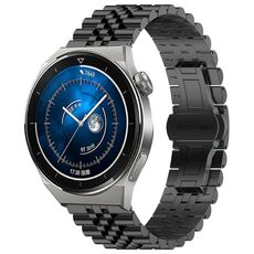 Per Huawei Watch GT3 Pro 46mm Five Bull Mezzo tondo cinturino in acciaio inossidabile + strumento di rimozione cinturino (nero)