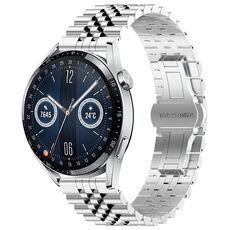 Per Huawei Watch GT3 46mm Five Bull Mezzo tondo in acciaio inossidabile cinturino + strumento di rimozione cinturino (argento)