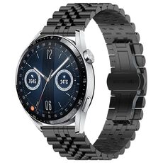 Per Huawei Watch GT3 46mm Five Bull Mezzo tondo in acciaio inossidabile con cinturino + strumento di rimozione del cinturino (nero)