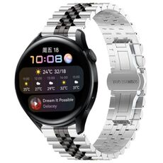 Per Huawei Watch 3/3 Pro Five Bull Cinturino semicircolare in acciaio inossidabile + strumento di rimozione cinturino (argento + nero)