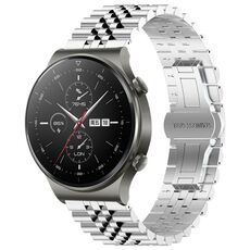 Per Huawei Watch GT2 Pro / GT 2e Five Bull Mezzo tondo in acciaio inossidabile cinturino + strumento di rimozione cinturino (argento)