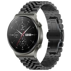 Per Huawei Watch GT2 Pro / GT 2e Five Bull Mezzo tondo cinturino in acciaio inossidabile + strumento di rimozione cinturino (nero)