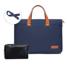 Per MacBook 15,6-16,1 pollici MAHOO 10188 Borsa per computer portatile ultrasottile Borsa per computer a mano, Colore: blu scuro + Borsa nera in PU