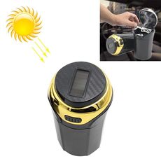 N12B Posacenere creativo per auto Energia solare con luce e copertura Forniture per auto (oro)