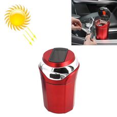 N12E Posacenere creativo per auto ad energia solare con luce e coperchio con accendisigari (rosso)