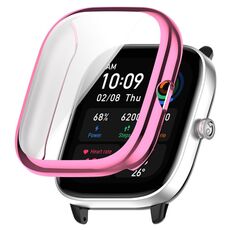 Per Amazfit GTS4 Mini Custodia protettiva per orologio galvanico in TPU a copertura totale (rosa)